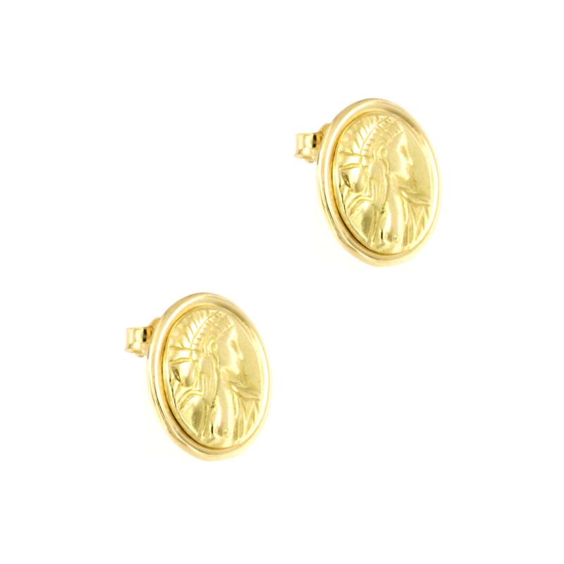 COPPIA ORECCHINI ORO GIALLO 750/1000 CAMMEO - 