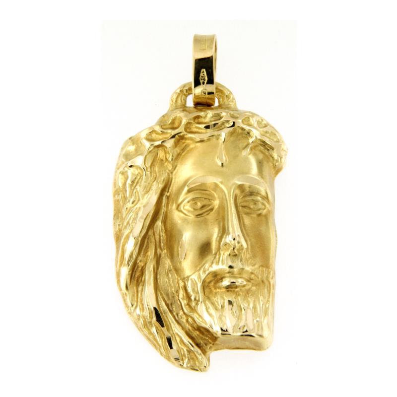 CIONDOLO ORO GIALLO 750/1000 VOLTO DI CRISTO LAVORAZIONE GREZZA - 