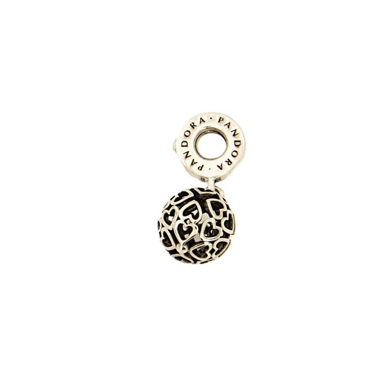 PANDORA - CHARM - ARGENTO 925/1000 - MOD. OPENWORK PENDENTE CUORI - PANDORA