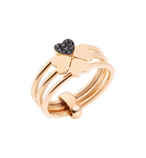 DODO - ANELLO - ORO ROSA 375/1000 - MOD. LUCKY IN LOVE CON DIAMANTI BLACK 0.05  - MIS. 13 - DODO