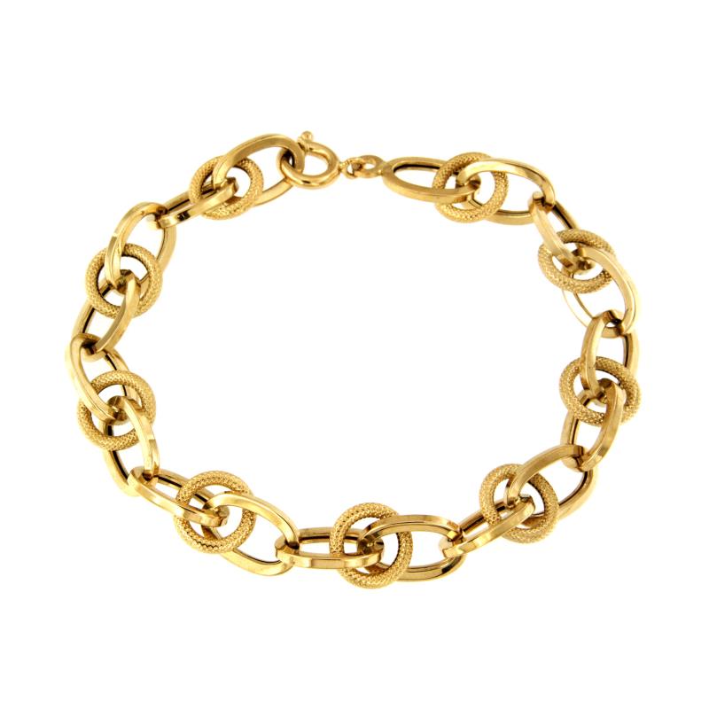 BRACCIALE ORO GIALLO 750/1000 MAGLIA TIPO ROLÒ SEMI-ZIGRINATA - CM 21 - 