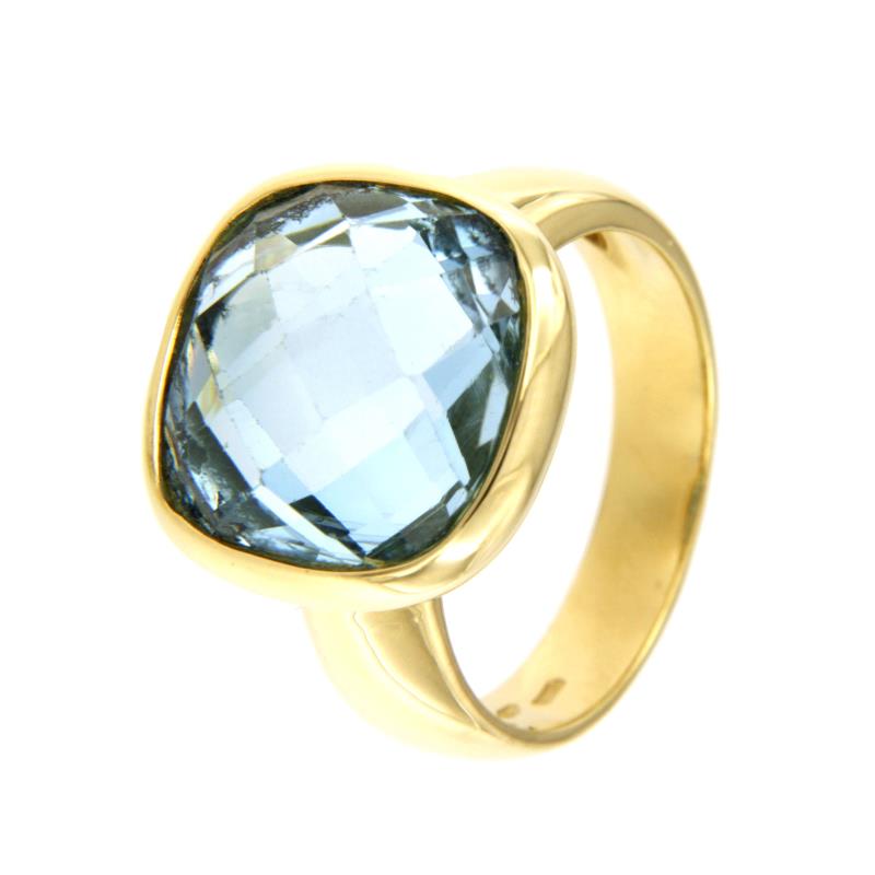 ANELLO ORO GIALLO 750/1000 CON TOPAZIO AZZURRO BRIOL&Egrave; - MIS. 17 - 