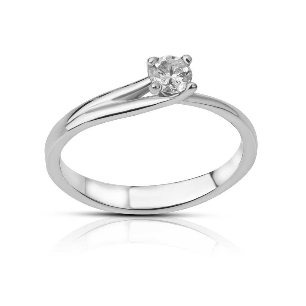 CLAIRE - SOLITARIO ORO BIANCO CON DIAMANTE 0.10 CT - LAURENZA GIOIELLI