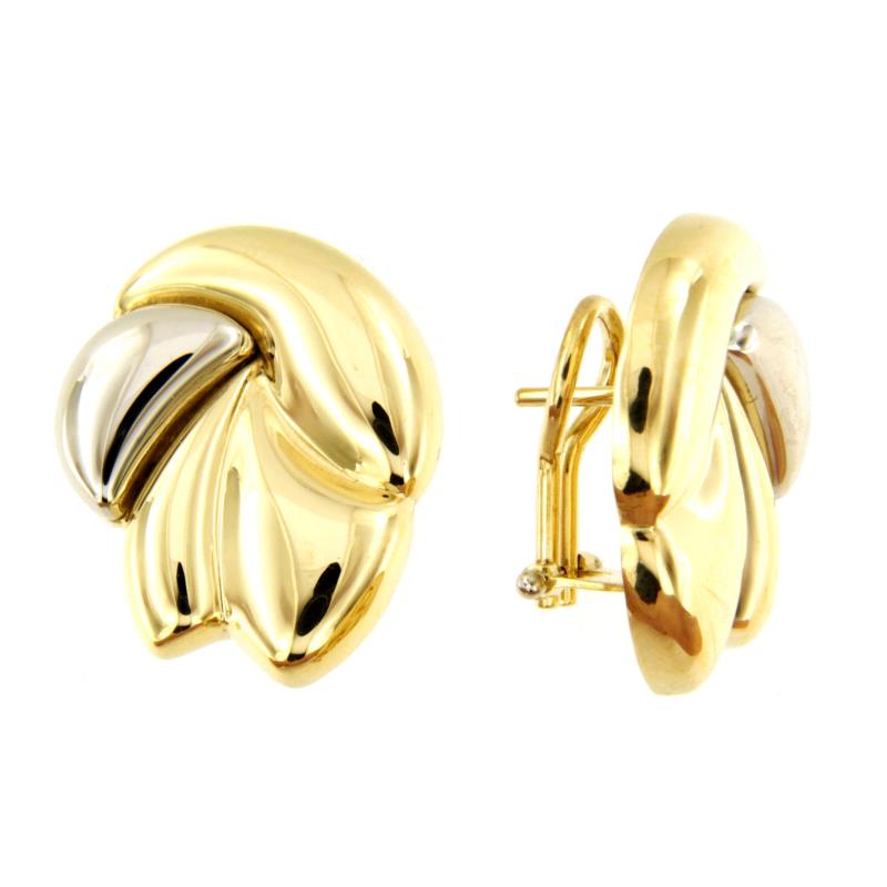 CHIMENTO - COPPIA ORECCHINI - DUE ORI 750/1000 - BOMBATI A CLIPS - CHIMENTO