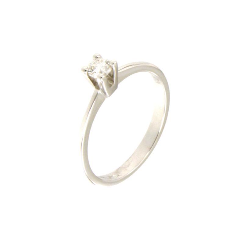 SOLITARIO ORO BIANCO 750/1000 CON DIAMANTE TAGLIO BRILLANTE CT 0.13 G - SI1 - MIS. 14  - 