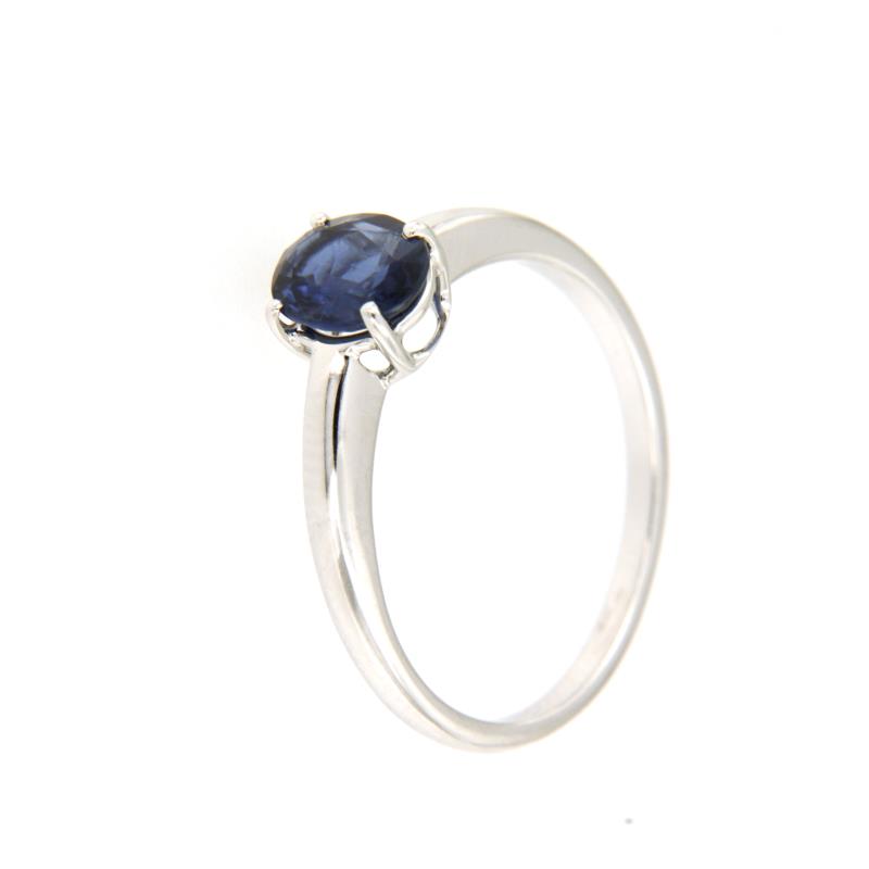 ANELLO ORO BIANCO 750/1000 CON ZAFFIRO - MIS. 14.5 - 