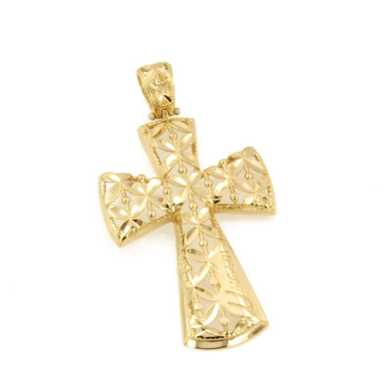 UNGARI - CIONDOLO - ORO GIALLO 750/1000 - CROCE TRAFORATA - 