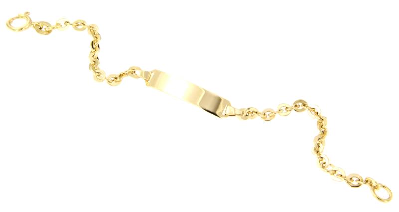 BRACCIALE ORO GIALLO 750/1000 MAGLIA ROLÒ CON TARGHETTA - CM. 15 - 