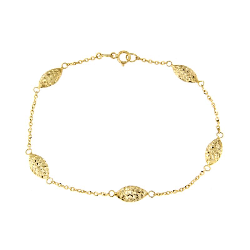 BRACCIALE ORO GIALLO 750/1000 MAGLIA ROL&Ograve; CON INSERTI MARTELLATI - CM 19 - 