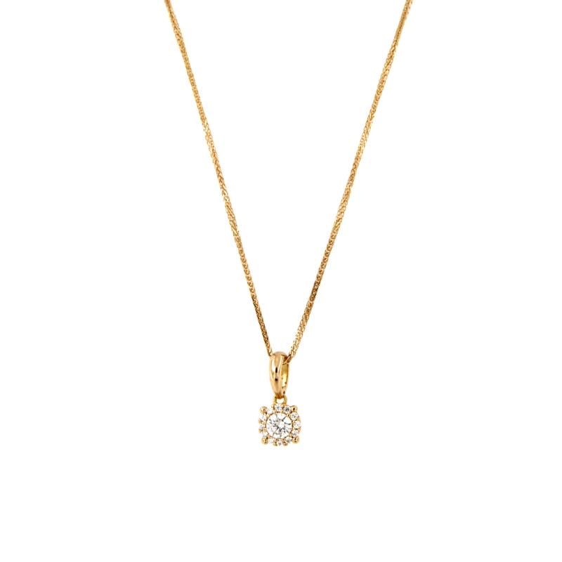 CATENA CON PENDENTE ORO ROSA 750/1000 MAGLIA SPIGA CON ZIRCONE - CM 40 - 
