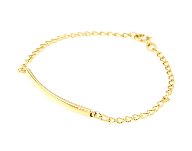 BRACCIALE ORO GIALLO 750/1000 MAGLIA  GRUMETTA CON TARGHETTA TUBOLARE - CM 18.5 - 