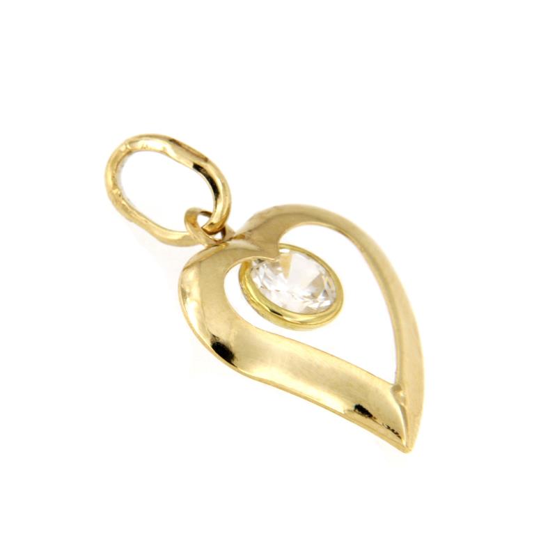 CIONDOLO ORO GIALLO 750/1000 CUORE CON ZIRCONE CETRALE - 