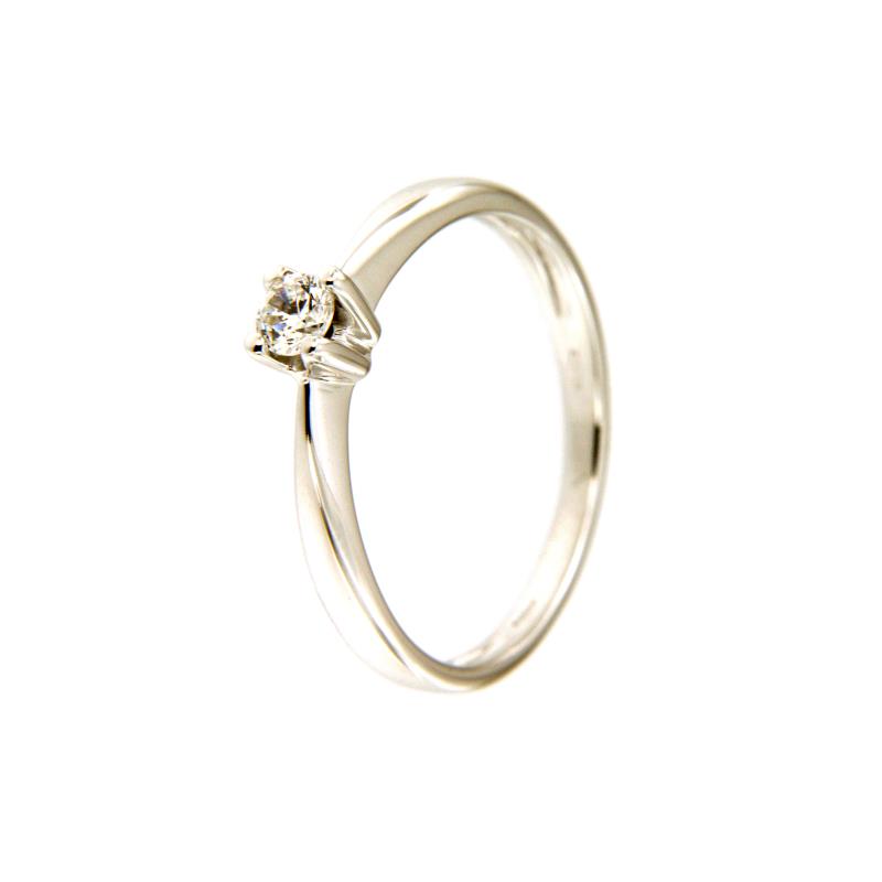 ANELLO ORO BIANCO 750/1000 TIPO SOLITARI CON ZIRCONE - MIS. 13 - 