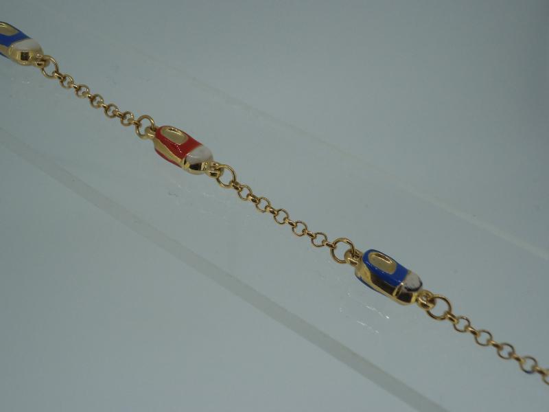 BRACCIALE ORO GIALLO 750/1000 BIMBO/A CON SCARPINE SMALTATE CM 15 - 