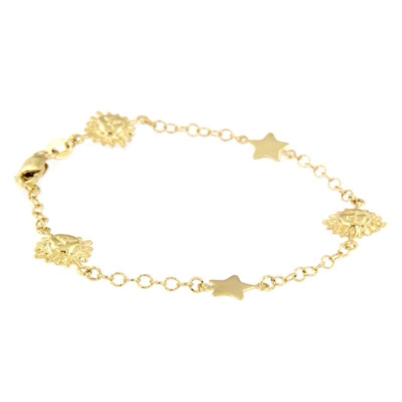 BRACCIALE ORO GIALLO 750/1000 CON SOLE E STELLA - CM. 17 - 