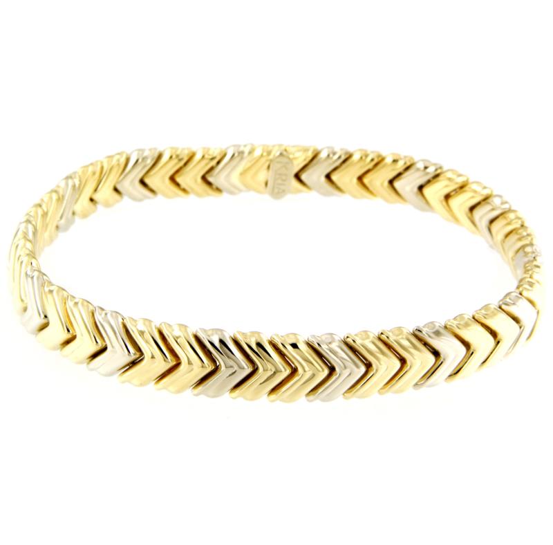 BRACCIALE DUE ORI 750/1000 MAGLIA A SEGMENTI - CM 19  - 