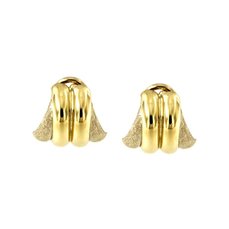 COPPIA ORECCHINI DUE ORI 750/1000 A CLIPS SEMI-DIAMANTATI - 