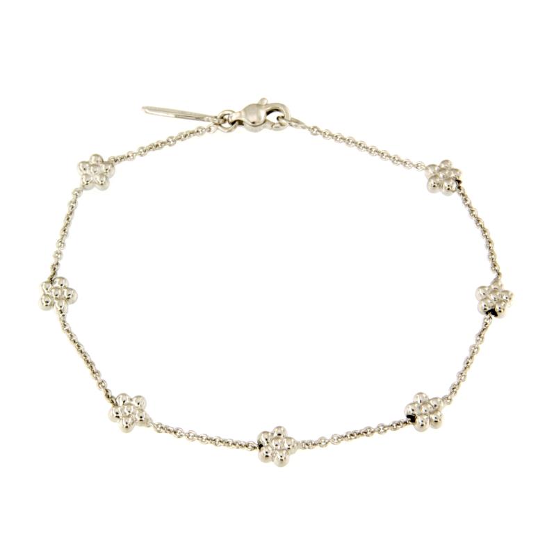 MARCO BICEGO - BRACCIALE - ORO BIANCO 750/1000 - MAGLIA ROLÒ CON FIORI - CM 18 - 