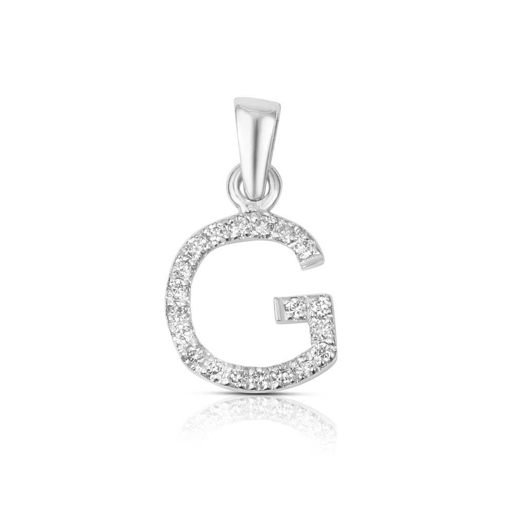 CARATTERE - CIONDOLO IN ORO BIANCO 750/1000 CON LETTERA "G" A PAVE' DI DIAMANTI - LAURENZA GIOIELLI