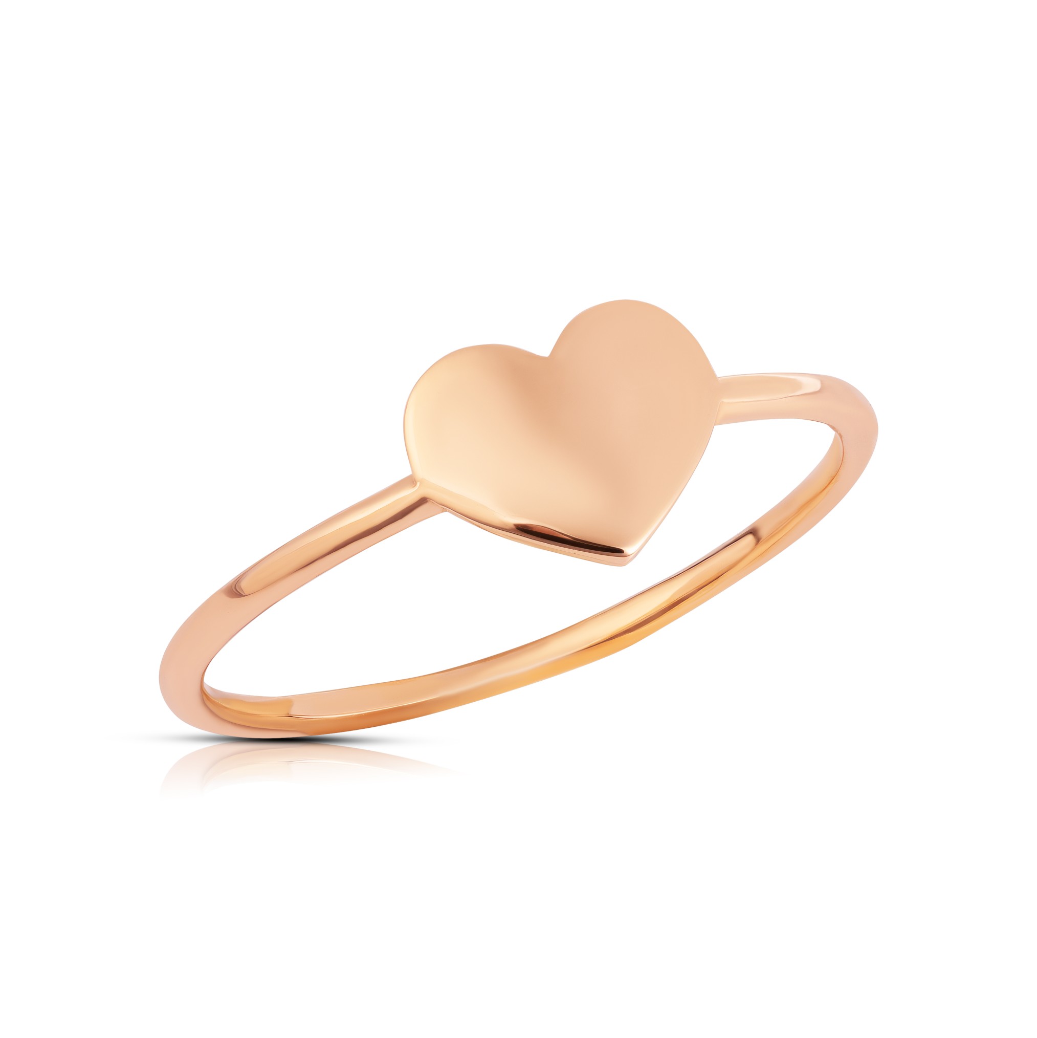 POETICA - ANELLO ORO ROSA 750/1000 GAMBO A FILO CON CUORE LISCIO - MIS. 16 - LAURENZA GIOIELLI