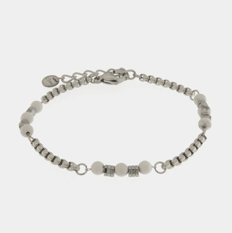 BY SIMON - BRACCIALE IN ACCIAIO CON PERLINE - BY SIMON UOMO