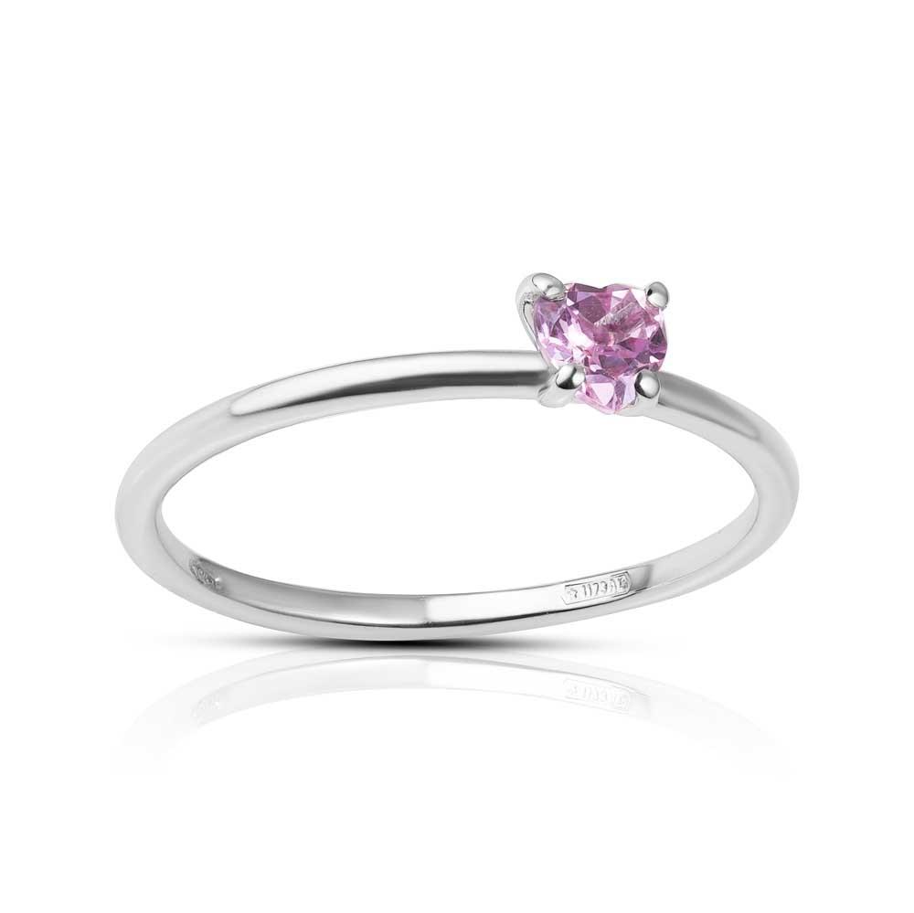 GIOIA - ANELLO ORO BIANCO CON ZAFFIRO ROSA A CUORE - LAURENZA GIOIELLI