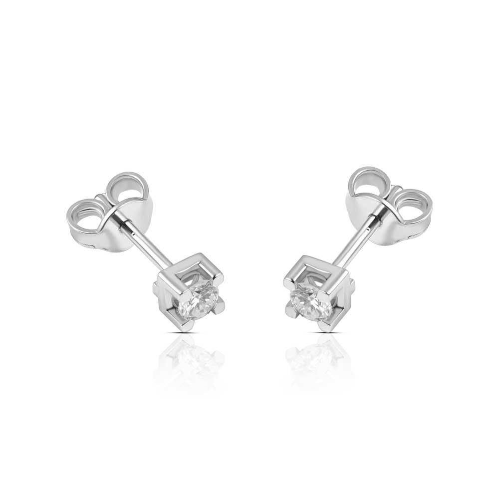 CLAIRE - COPPIA ORECCHINI IN ORO BIANCO CON DIAMANTI CT 0.10  TOTALI - LAURENZA GIOIELLI