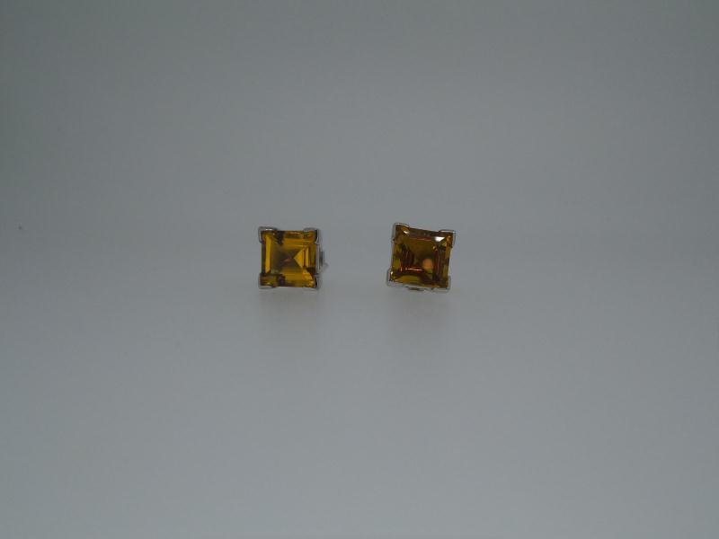 COPPIA ORECCHINI ORO B.CO 750/1000 CON TOPAZIO - 