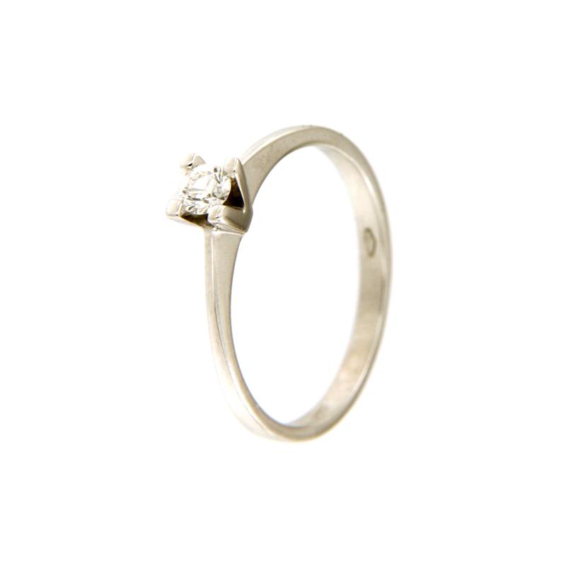 SOLITARIO ORO BIANCO 750/1000 CON DIAMANTE TAGLIO BRILLANTE CT 0.12 G - VS - MIS. 12 - 