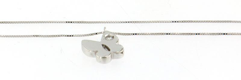 COLLANA ORO BIANCO 750\1000 VENETINA CON FARFALLA CON DIAMANTE LUNGHEZZA 42 - 