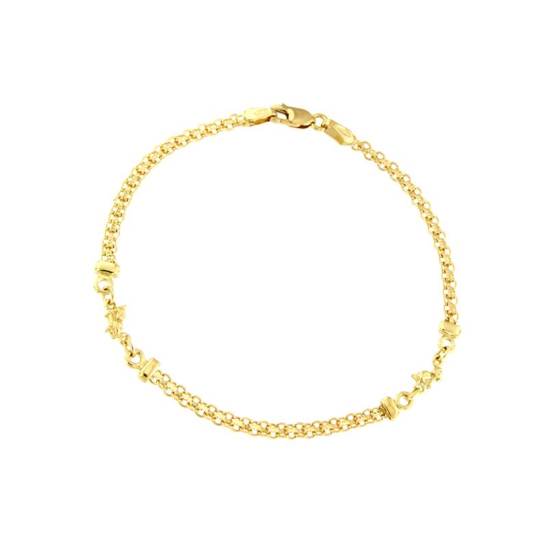 BRACCIALE ORO GIALLO 750/1000 CON CAGNOLINI - CM. 18 - 