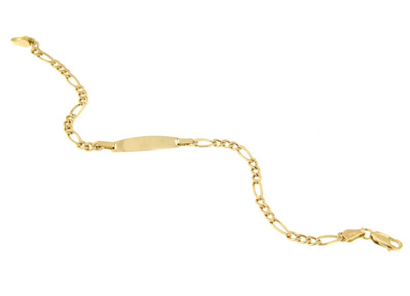 BRACCIALE ORO GIALLO 750/1000 MAGLIA 3+1 CON TARGHETTA  - CM 16.5 - 