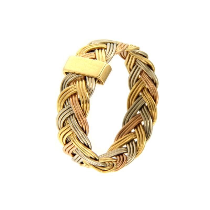 ANELLO TRE ORI 750/1000 INTRECCIO - MIS. 15 - 