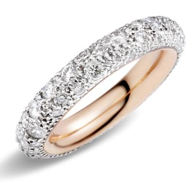 POMELLATO - ANELLO - ARGENTO 925/1000 E ORO ROSA 750/1000 - CON PAV&Egrave; DI DIAMANTI TAGLIO BRILLANTE E CORONER BROWN CT. 1.91 TOTALI - MIS. 13 - POMELLATO