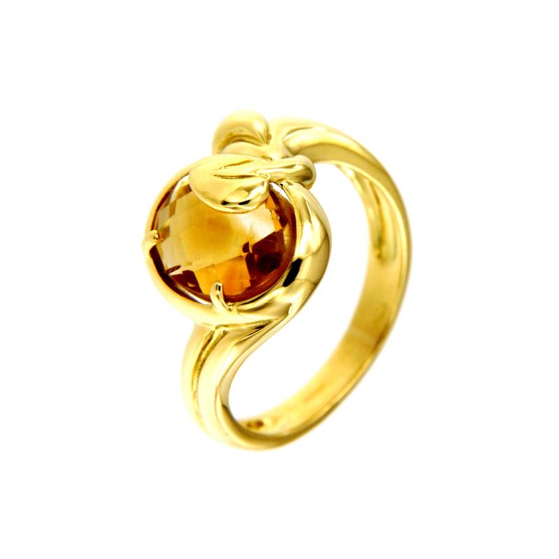 ANELLO ORO GIALLO 750/1000 CON QUARZO CITRINO OVALE - MIS. 12 - 
