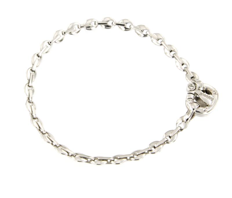 BARAKA' - BRACCIALE - ORO BIANCO 750/1000 - MAGLIA FANTASIA  CON DIAMANTE TAGLIO BRILLANTE  CT. 0.02 H - S1 - CM. 19 - BARAKA