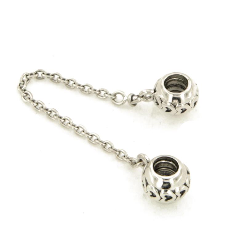 PANDORA - CHARM - ARGENTO 925/1000 - MOD. CATENA DI SICUREZZA FASCIA DI CUORI  - PANDORA