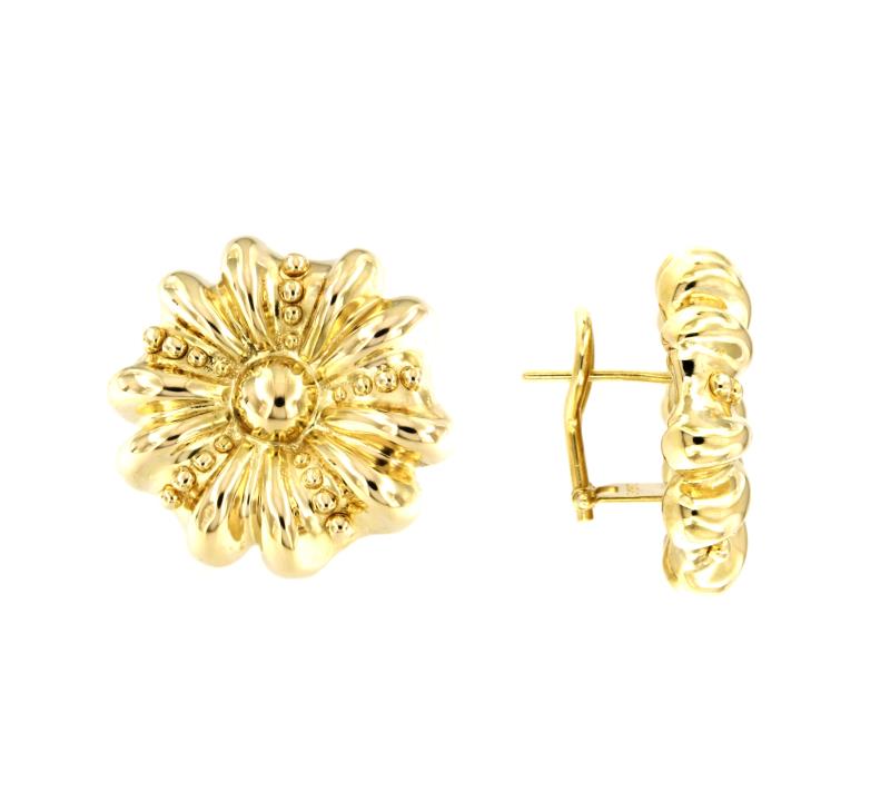 CHIMENTO - COPPIA ORECCHINI - ORO GIALLO 750/1000 - FIORI A CLIPS - 