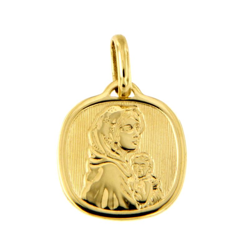 MEDAGLIA RELIGIOSA ORO GIALLO 750/1000 MADONNA CON BAMBINO - 