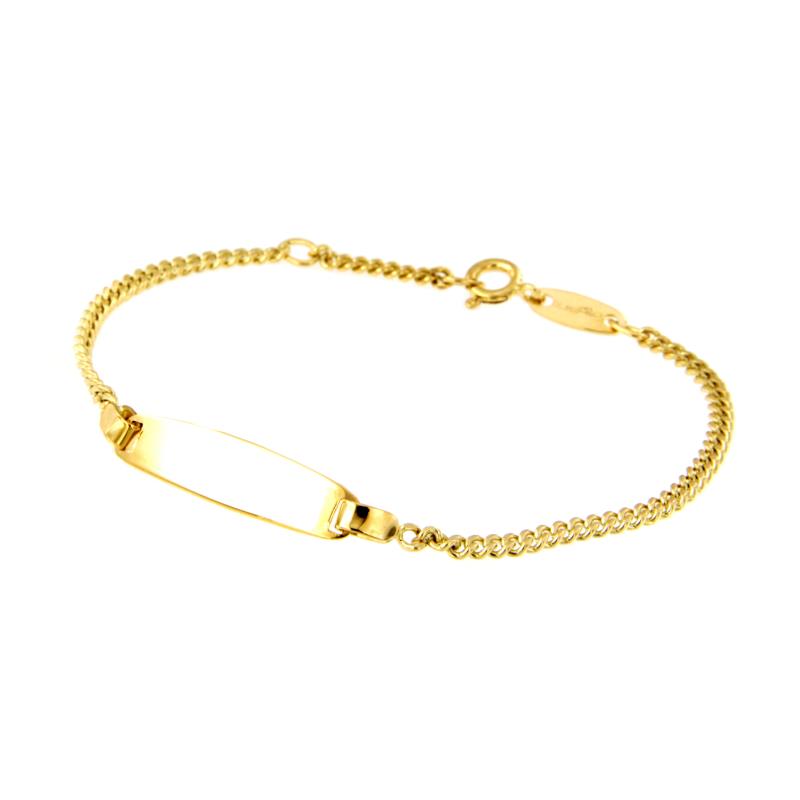 BRACCIALE ORO GIALLO  750/1000 MAGLIA GRUMETTA CON TARGHETTA - CM 18 - 