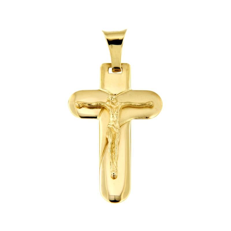 CIONDOLO ORO GIALLO 750/1000 CROCIFISSO SEMI-SATINATO - 