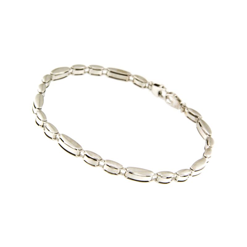  BRACCIALE ORO BIANCO 750/1000 SEMI-RIGIDO MAGLIA A SEGMENTI - CM 20,5 - 