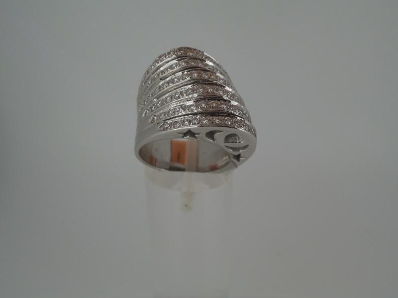 ANELLO ORO BIANCO FASCIONE   CON 102 DIAMANTINI DA 0,02 KT CAD - 