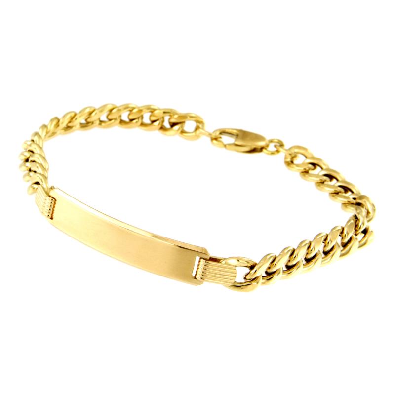 BRACCIALE ORO GIALLO 750/1000 MAGLIA GRUMETTA CON TARGHETTA - CM 21 - 