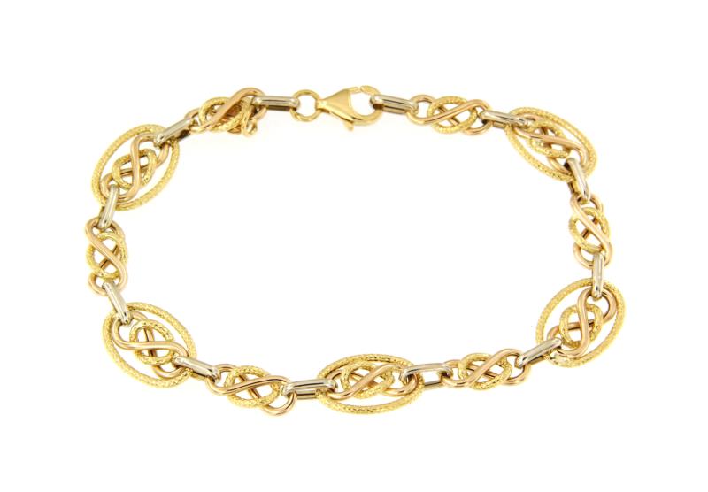 BRACCIALE TRE ORI 750/1000 SEMIZIGRINATO - CM 19.5 - 