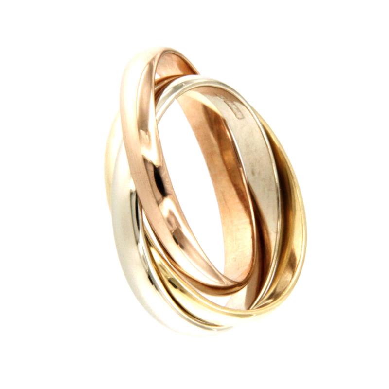 ANELLO TRE ORI 750/1000 TIPO CARTIER - MIS. 12 (NO MESSA A MISURA) - 