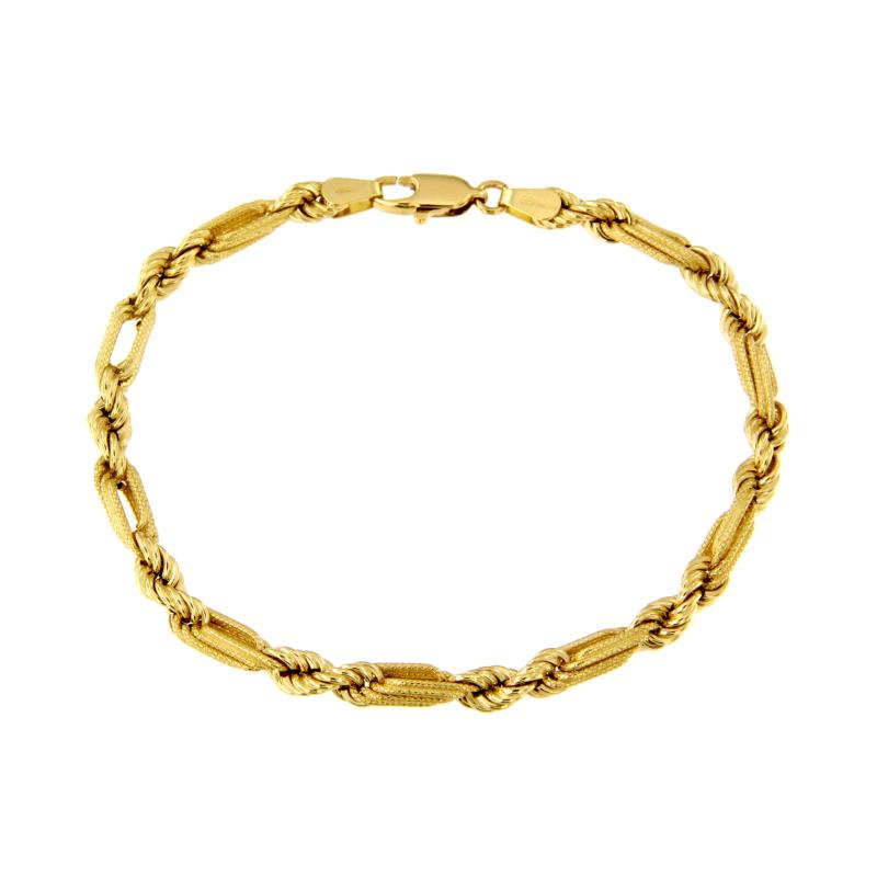 BRACCIALE ORO GIALLO 750/1000 MAGLIA 1+1 SEMI-ZIGRINATO - CM 19 - 