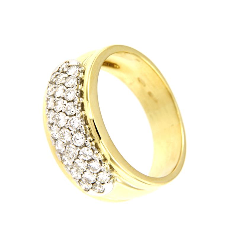 ANELLO DUE ORI 750/1000 CON PAVÈ DI DIAMANTI TAGLIO BRILLANTE CT 1.00 TOTALI G - VS - MIS. 18.5 - 