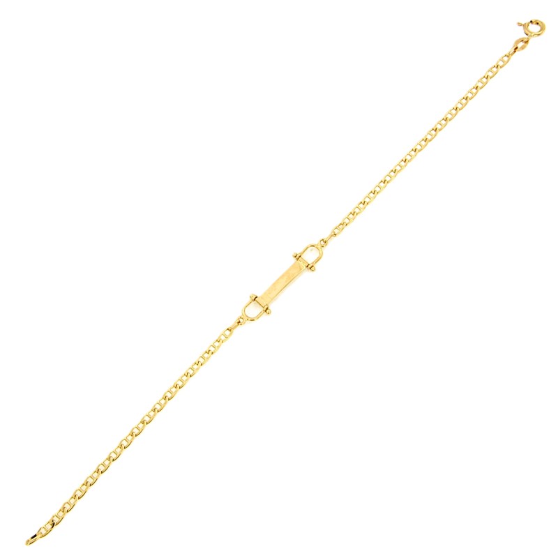 BRACCIALE ORO GIALLO 750/1000 MAGLIA GRUMETTA CON TRAVERSINO E TARGHETTA - CM 19 - 