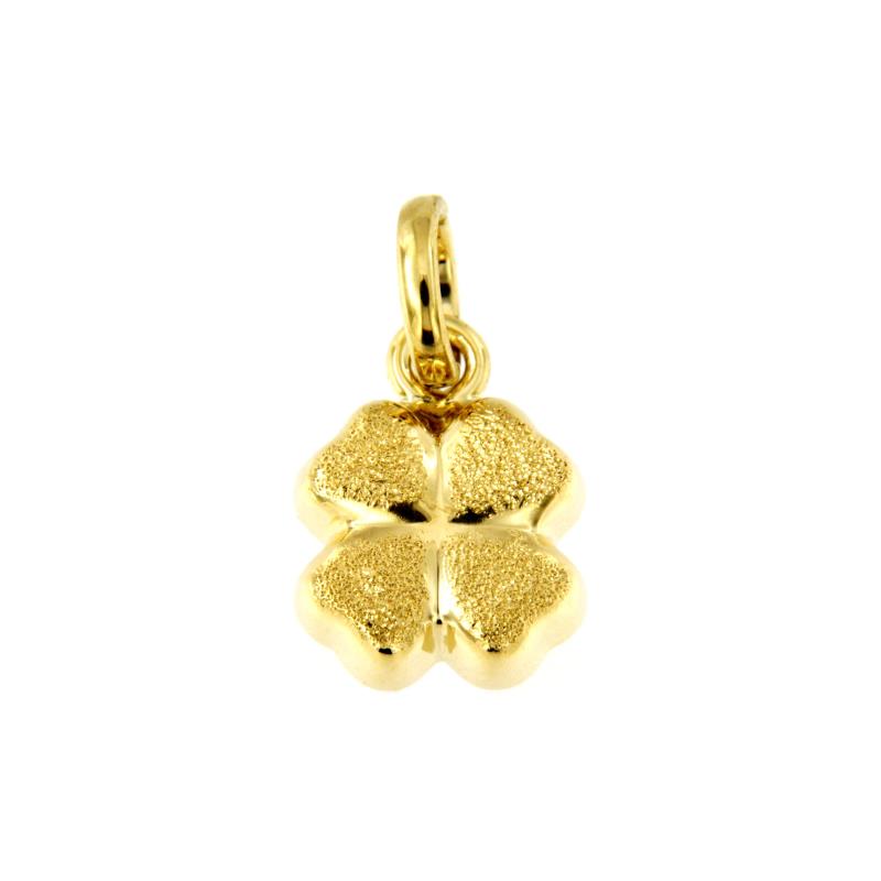 CIONDOLO ORO GIALLO 750/1000 QUADRIFOGLIO SEMI-SATINATO - 